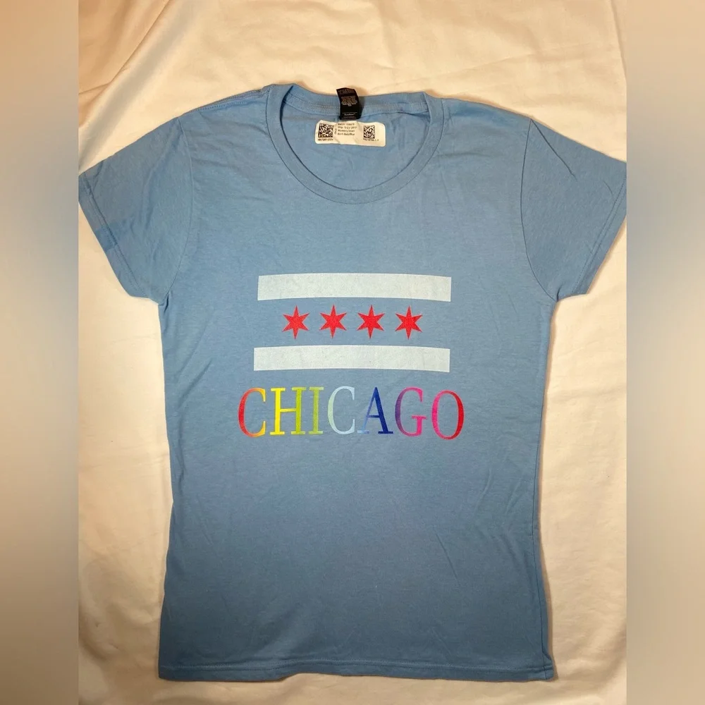 Anvil CHICAGO Short Sleeve Tee Shirt Cotton New Rainbow Size Small - Picture 1 of 6